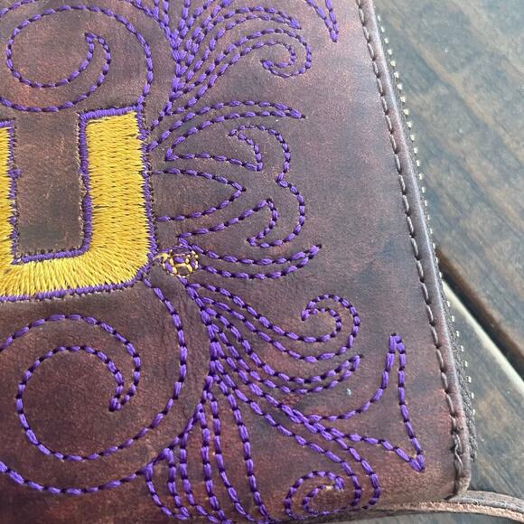 LSU Zip Around Wristlet Small Clutch Louisiana State University Tigers Y2K Style - Picture 2 of 8